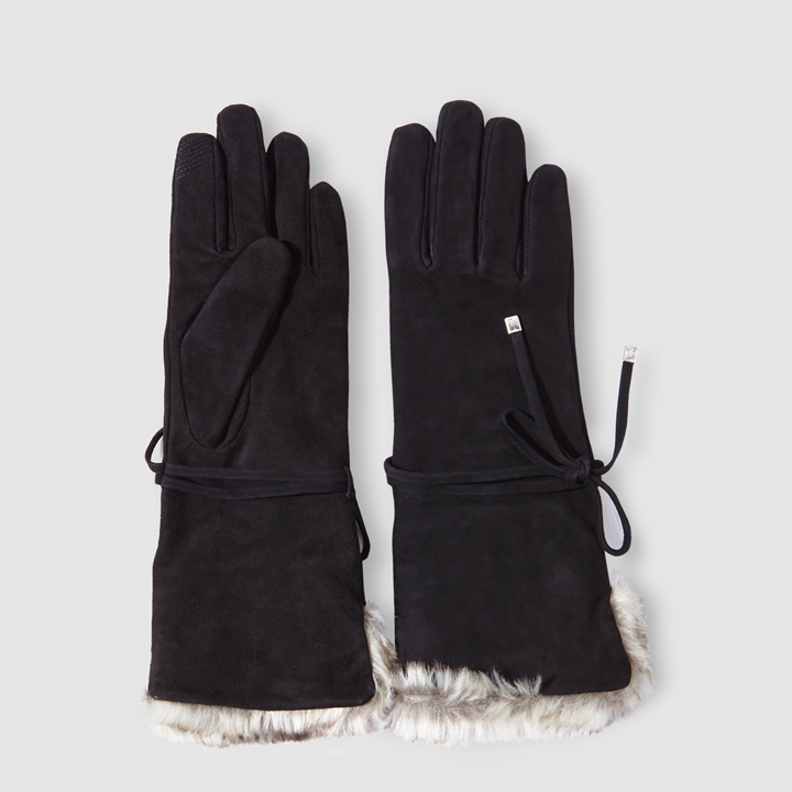 Guantes de ante en negro de Lauren Ralph Lauren: prendas de pelo